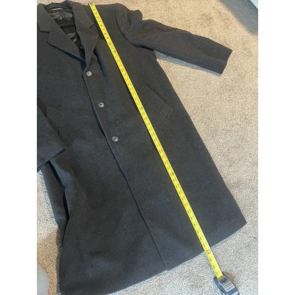 Silver Cloud‎ Cashmere Blend Men's Long Grey Lined Coat Size 46L 3-Button Trench